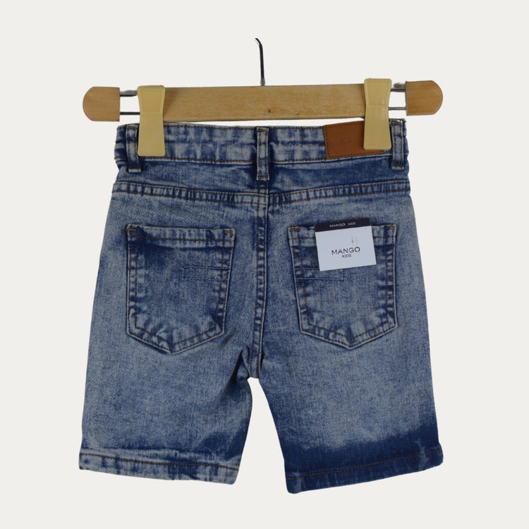 Random wash blue denim short