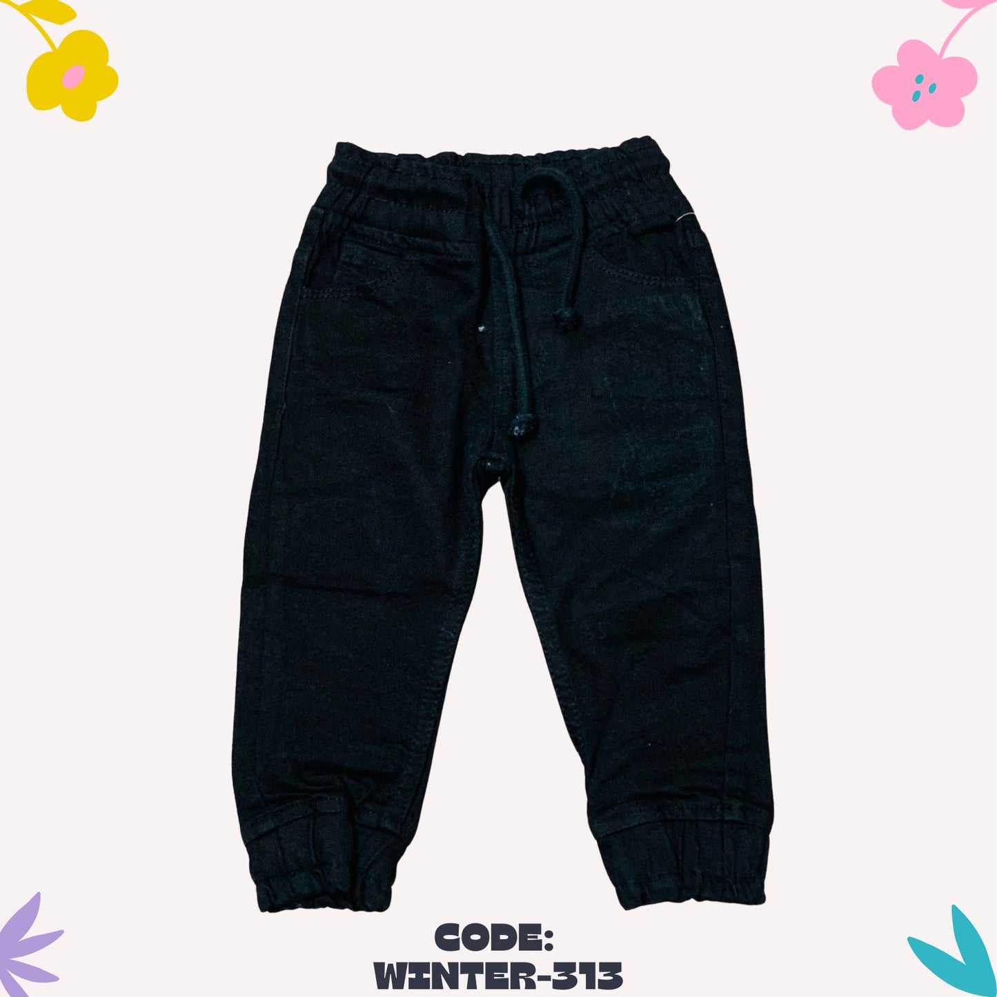 Black rib with rope jeans