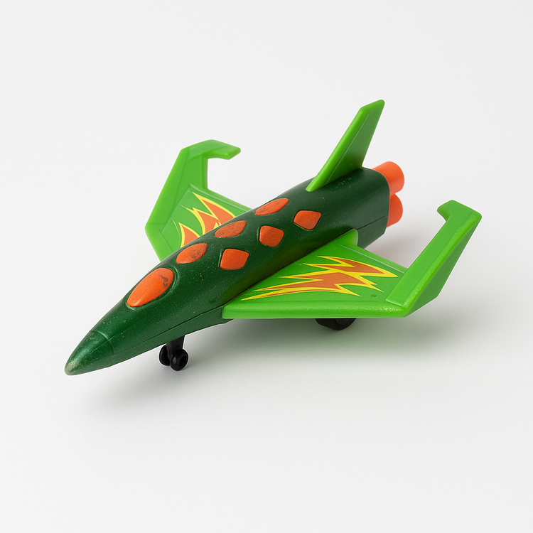 Green Jet Fighter Toy – Flame Wing Design