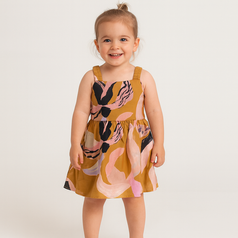 Flower printing on mustard FKDS-8