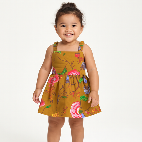 Multi flowers printed on brown FKDS-7