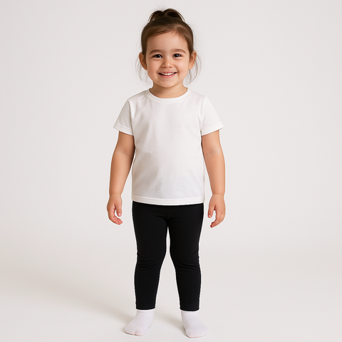 Girls Plain Black Leggings