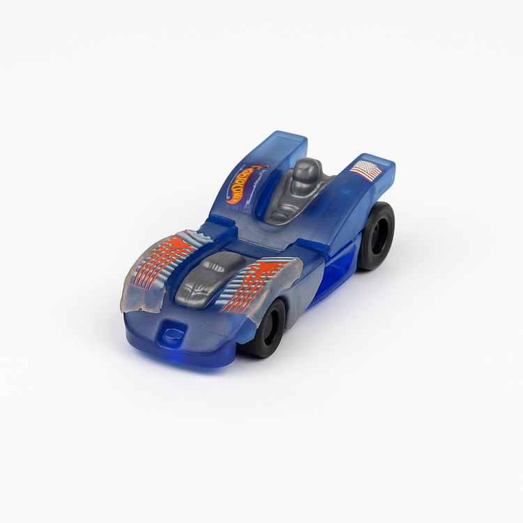 Hot Wheels Blue Futuristic Race Car – Slightly Used Die-Cast Toy