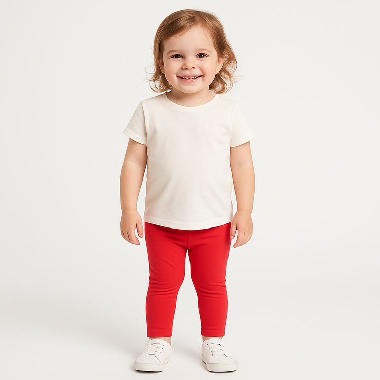 Girls’ Solid Red Cotton Leggings – Comfortable Pants