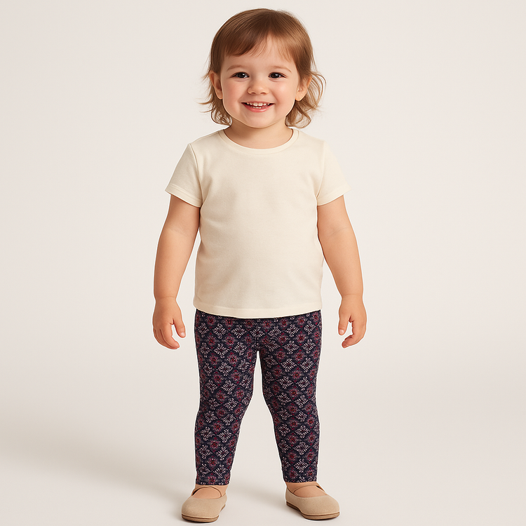 Girls’ Multicolor Floral Printed Leggings – Soft Stretch Pants