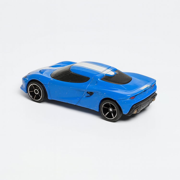Blue Sports Car Toy – Die-Cast Racing Model with White Stripes, Slightly Used