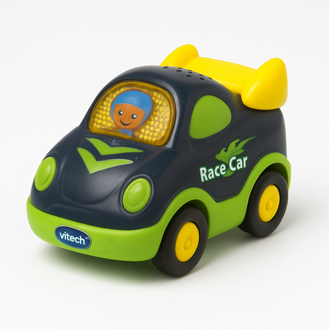 VTech Light-Up Race Car Toy – Green & Black with Yellow Spoiler