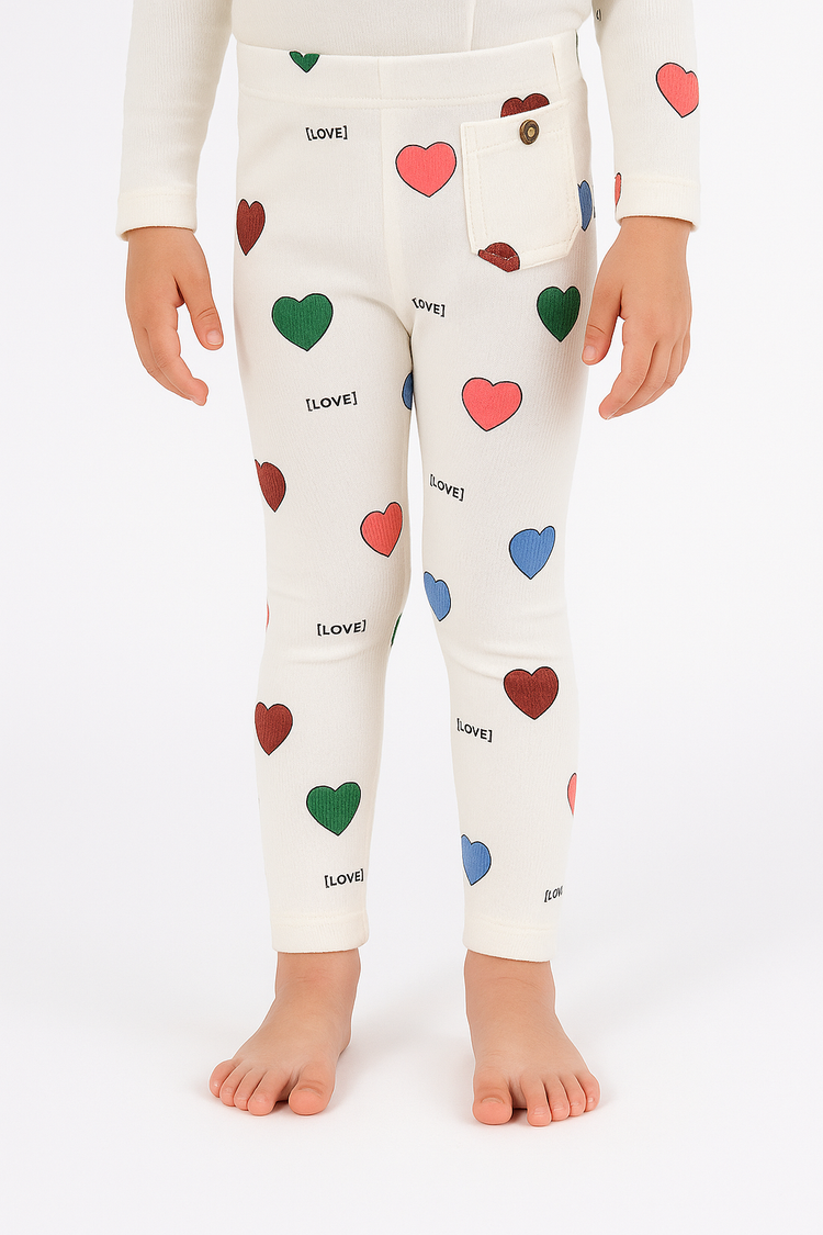 White with multiheart printed trouser