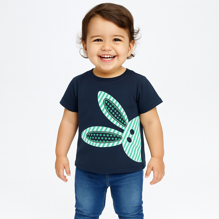 Navy Blue Smart Bunny Ears T Shirt