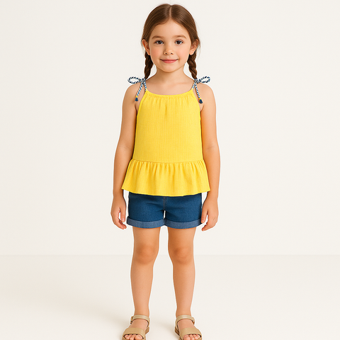Sunny Yellow Striped Romper for Girls