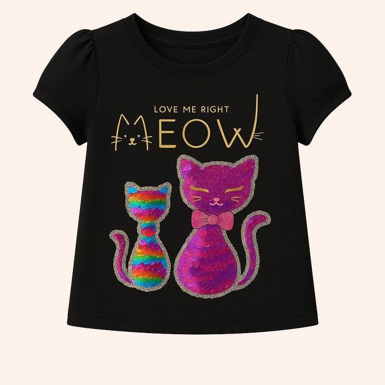 Black Sequin Cat Patch