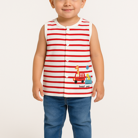 Red Strips Sando - Tank Tops