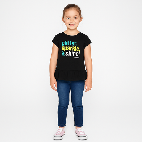 Black Glitter Sparkle & Shine T Shirt