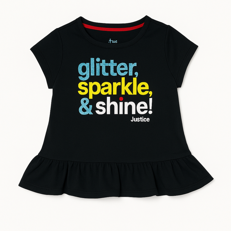 Black Glitter Sparkle & Shine T Shirt
