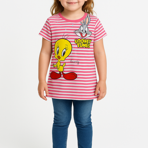 Pink Strips Looney Tunes T Shirt