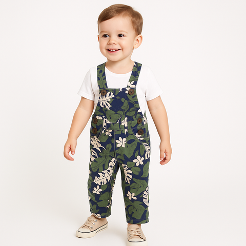 Tropical Jungle Printed Baby Dungaree – Boys & Girls