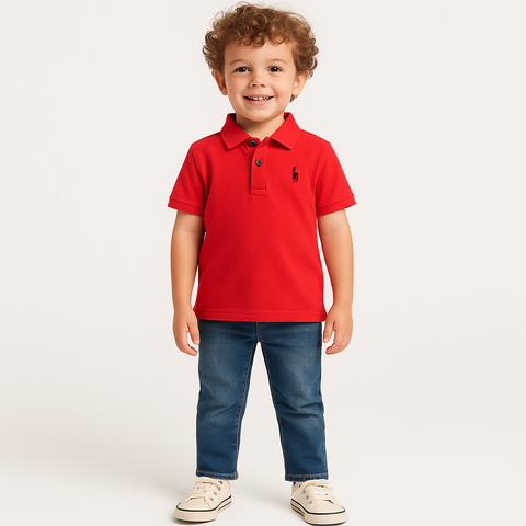 Red Embroidered Polo Shirt