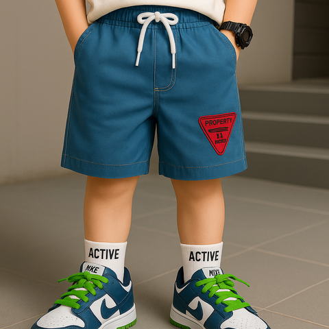 Light Blue Patch Denim Shorts – Short