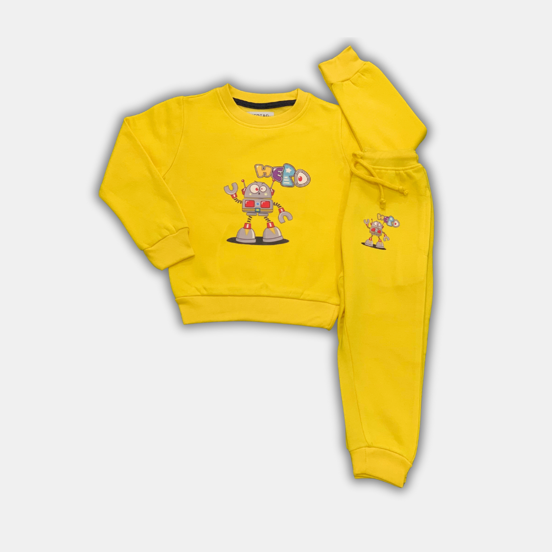 Yellow Robot Sweatshirt and Pants Set