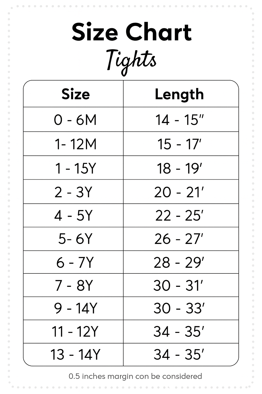 Size chart