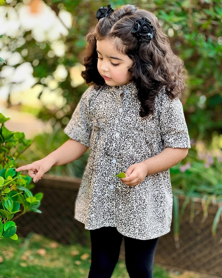 Black small printed Frock
