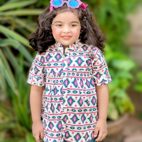 White and Purple Printed Frock