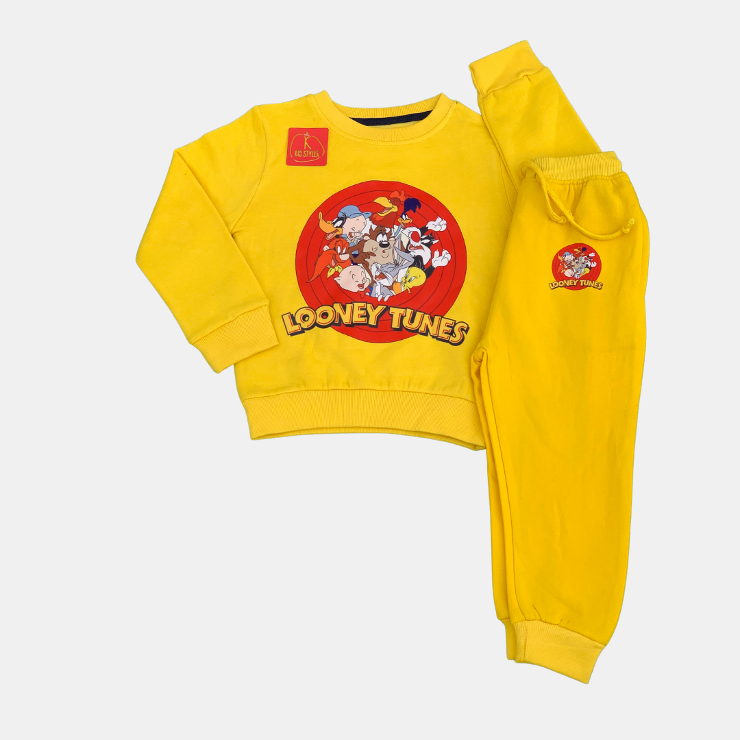Looney Tune Heros Print on Yellow