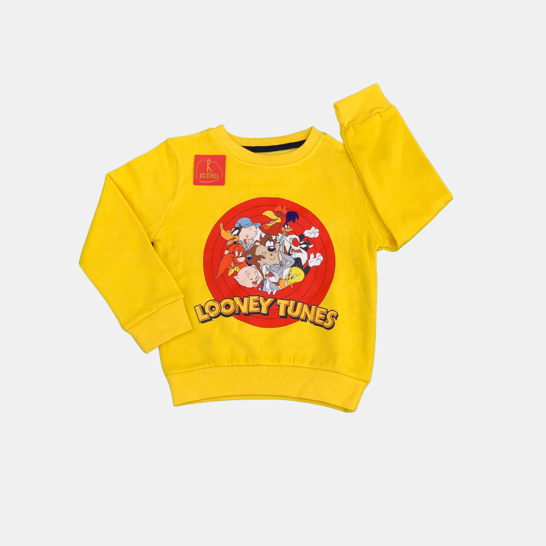 Looney Tune Heros Print on Yellow