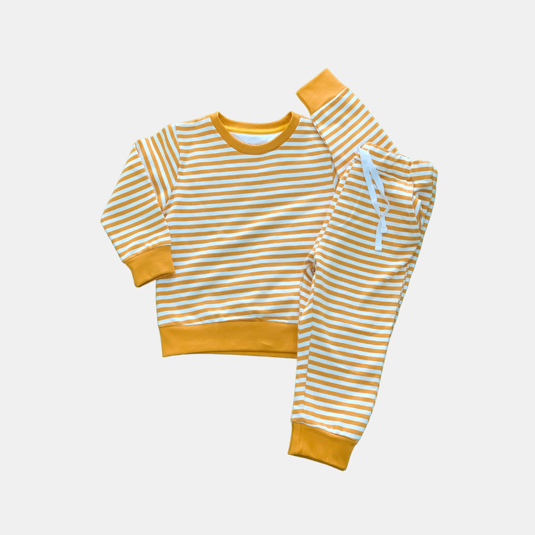 Mustard & White Stripes Pajama Set