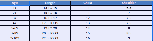 Size chart