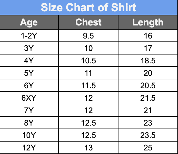Size chart