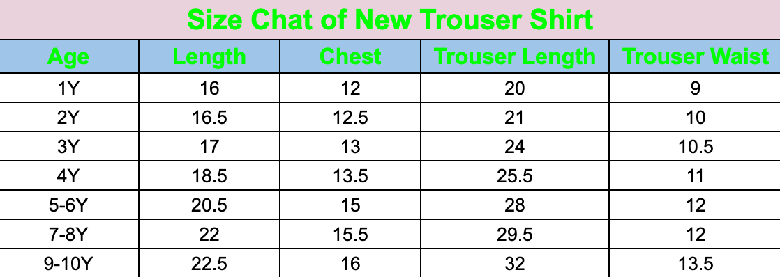 Size chart