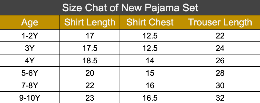 Size chart