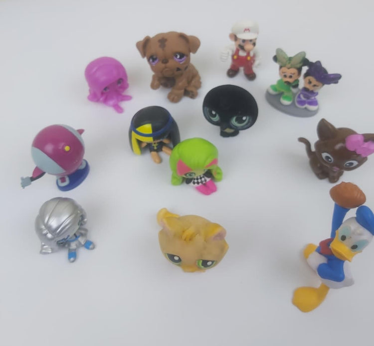 Bundle of 12 Collectible Mini Toys β Mixed Characters, Slightly Used