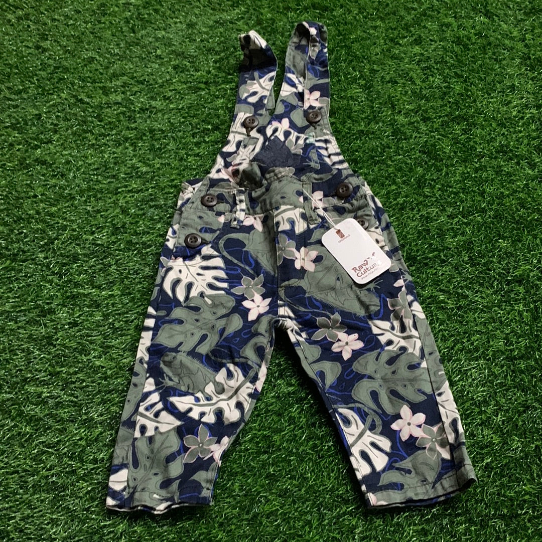 Dark blue Leaves Printed Dungaree