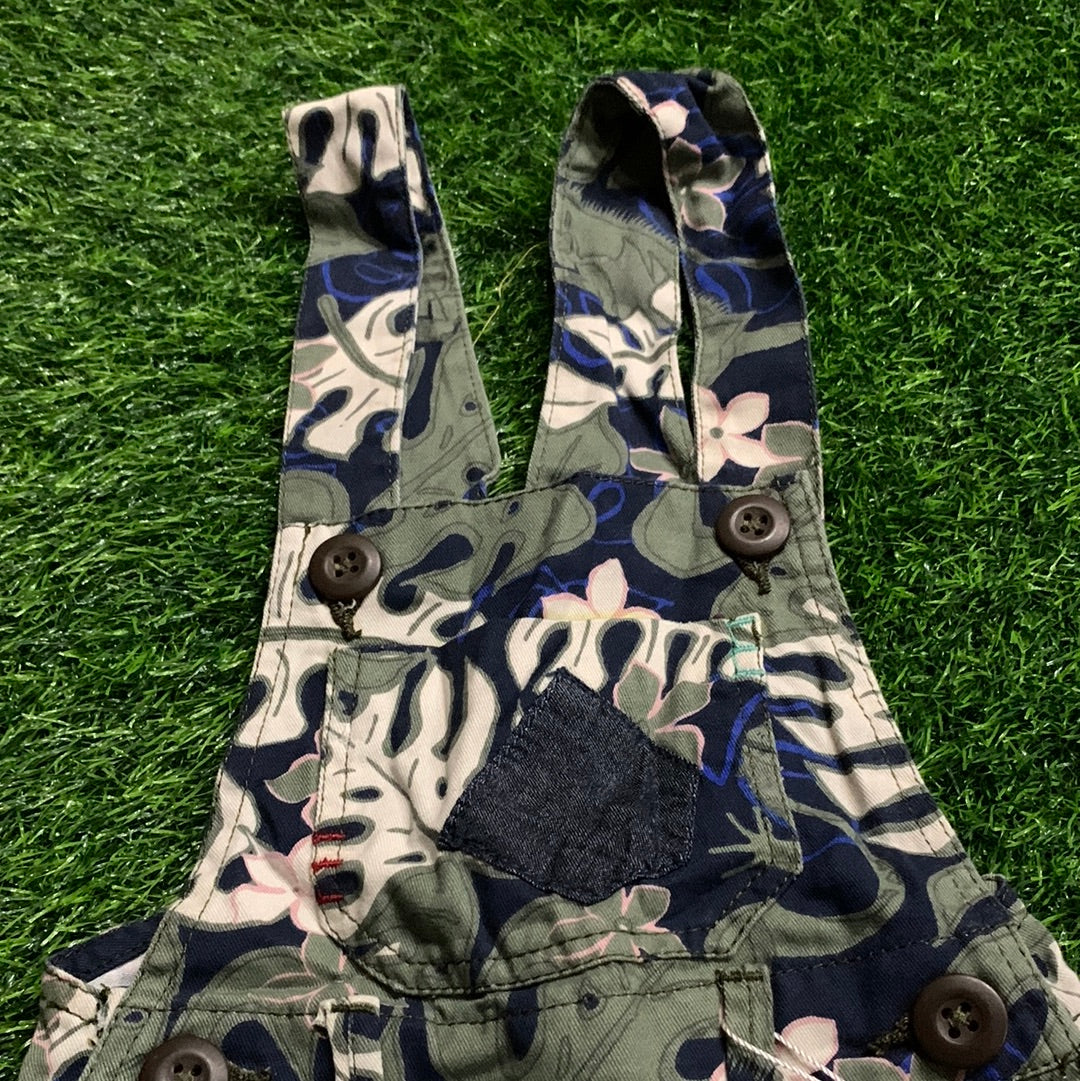 Dark blue Leaves Printed Dungaree