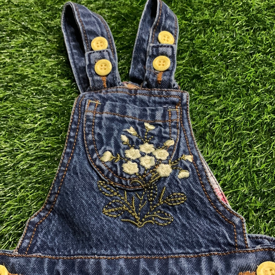 Light Blue Embroidered Pocket Half Dungaree