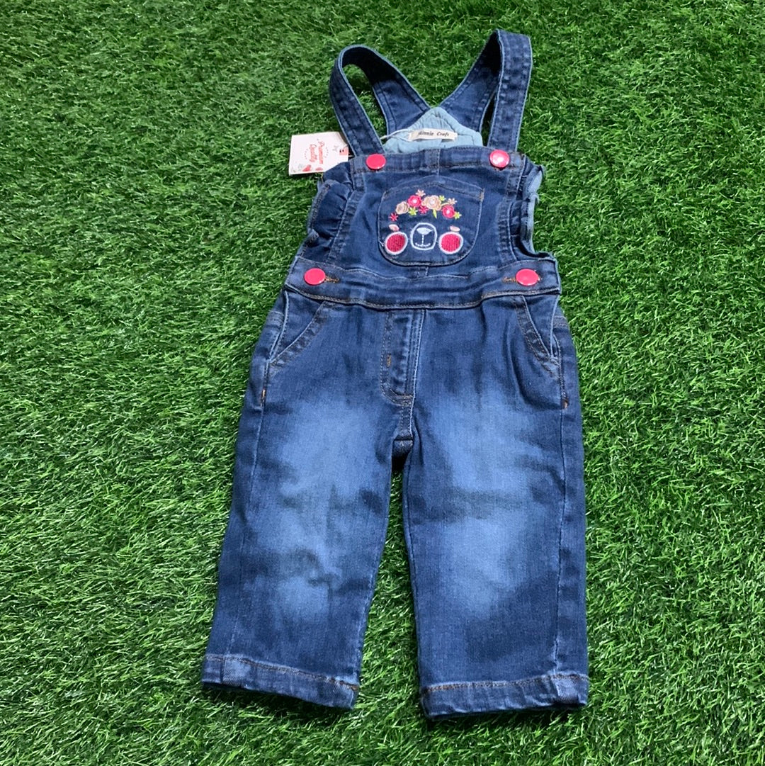 Blue Embroidered Pocket Full Dungaree