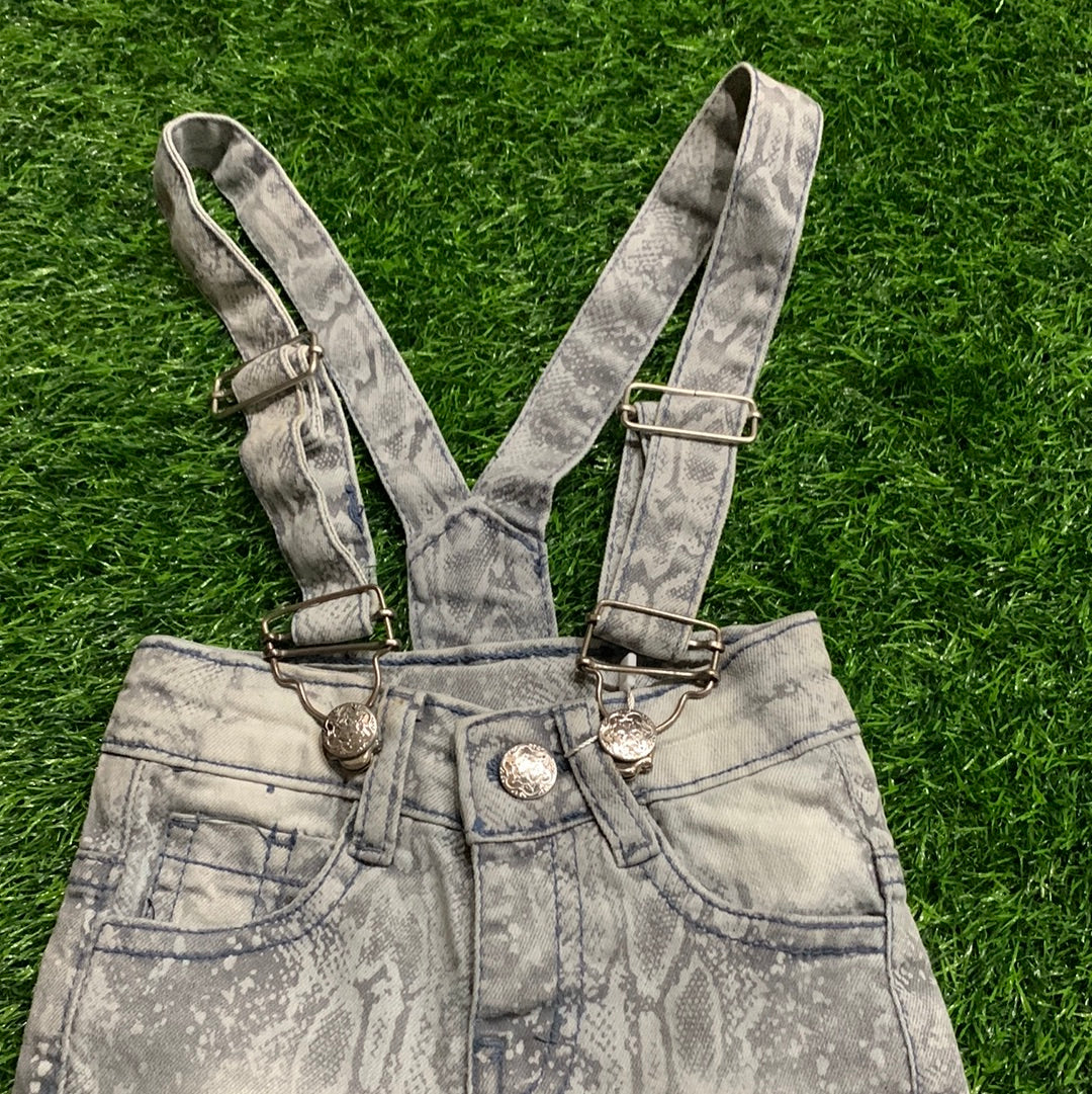 Light Grey Strips Half Dungaree