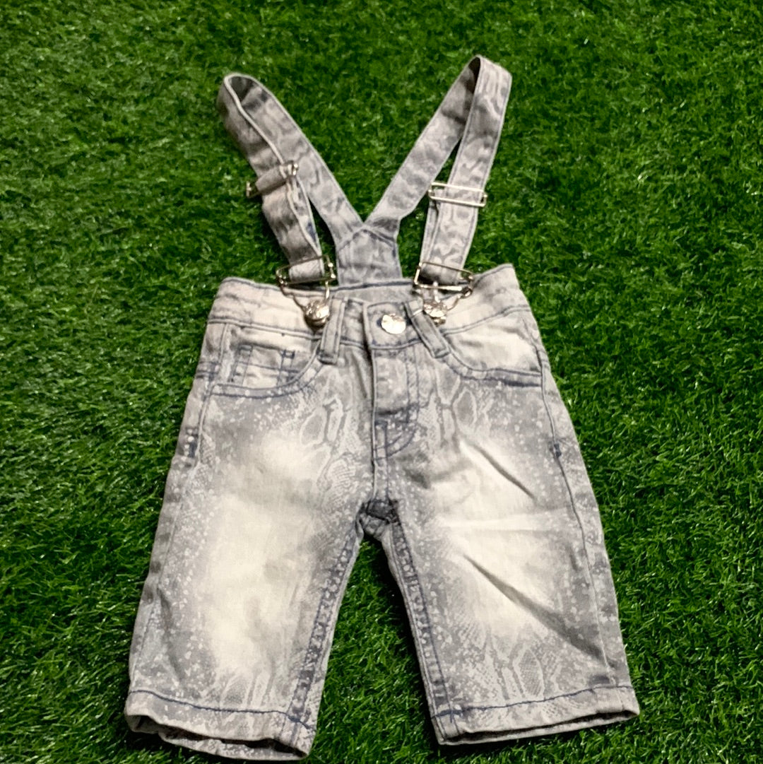 Light Grey Strips Half Dungaree