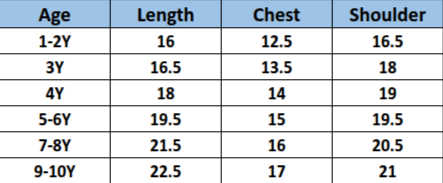 Size chart