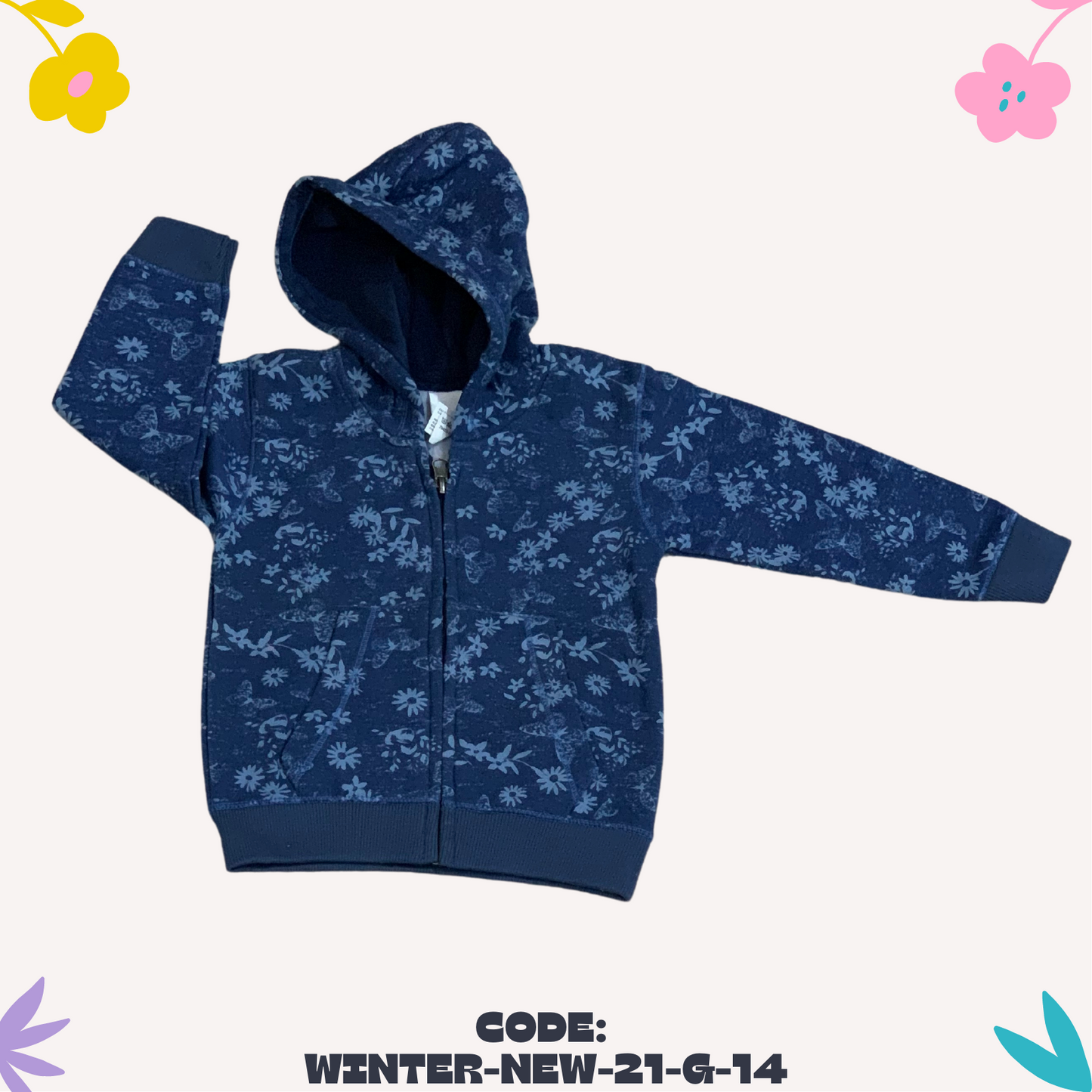 Blue Flower Hoodie