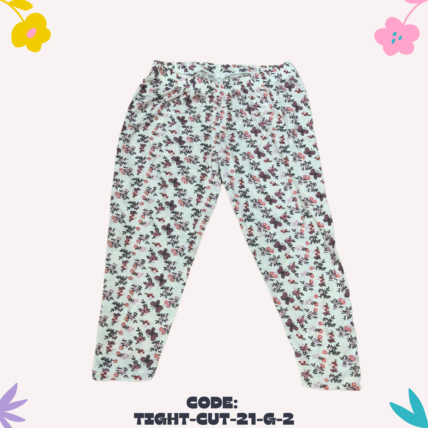 White Flower Printed Tight 21-G-2