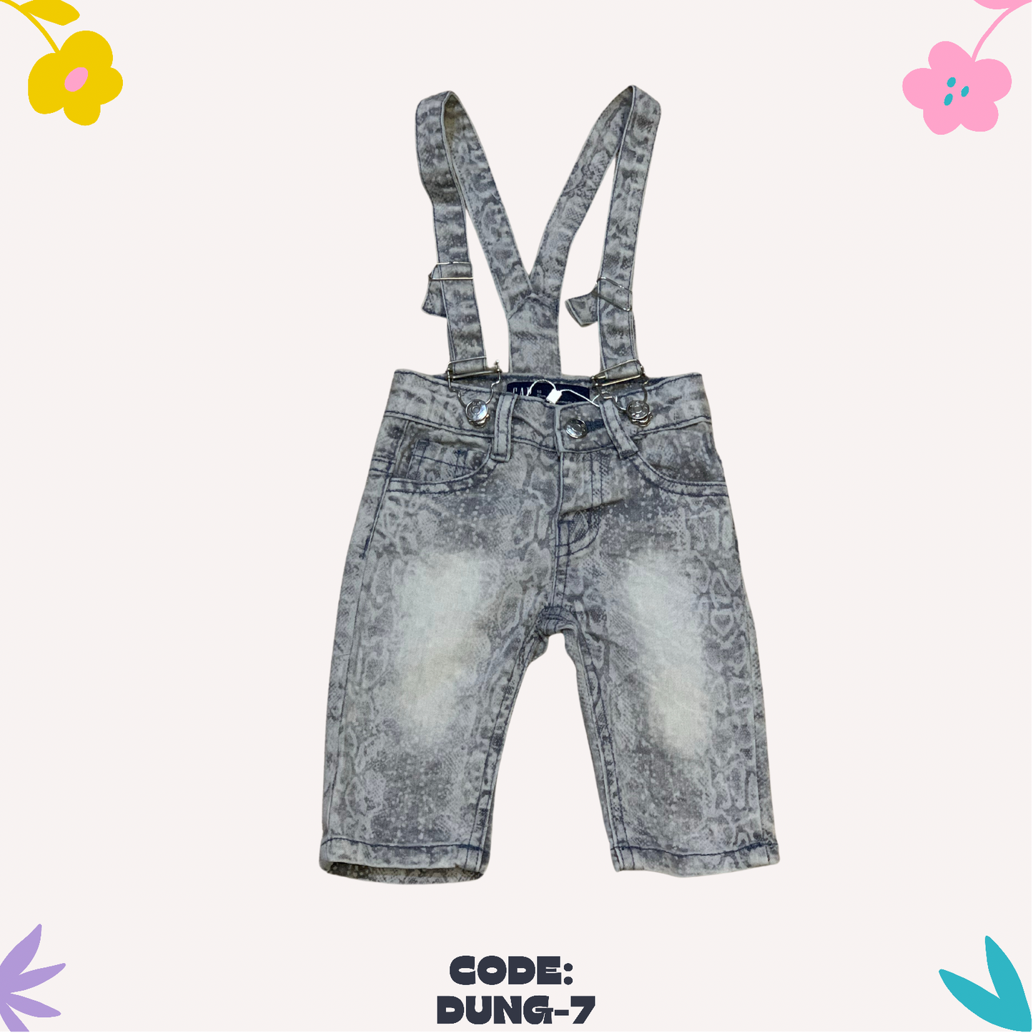 Light Grey Strips Half Dungaree