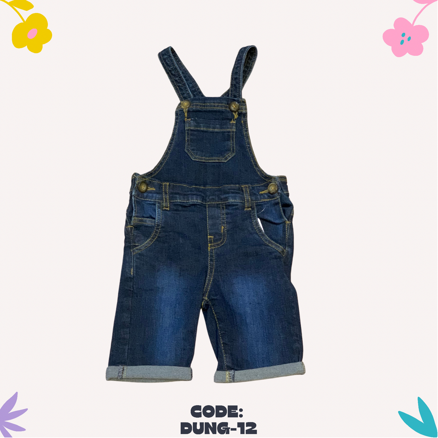 Plain Blue Half Dungaree