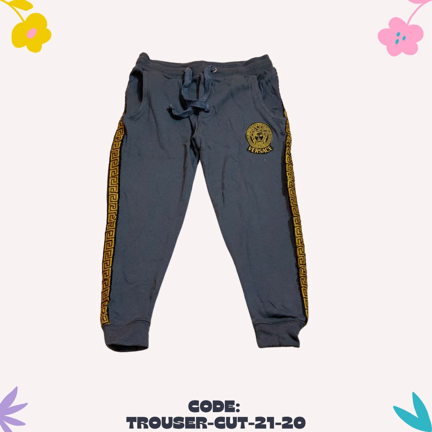 Grey Embroided Side Line Trouser