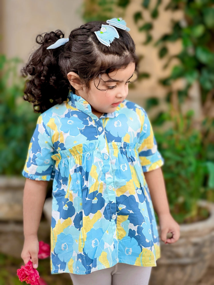 Ferozi Floral Printed Frock