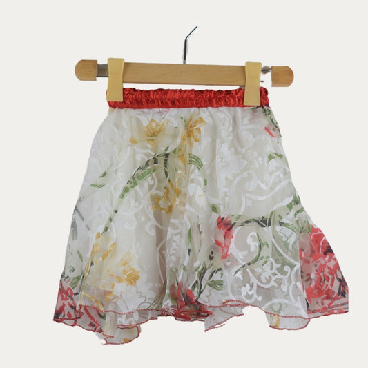 White Floral Printed Skirt