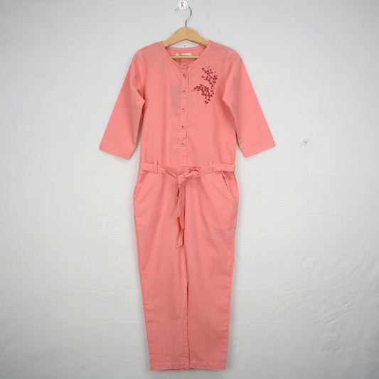 Peach embroided Jumpsuit