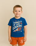 Kids Space-Themed Half-Sleeve T-Shirt – “Things Are Looking Up”